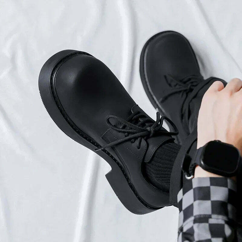 Y2K Aesthetic Matte Black Chunky Derby Shoes for Women - Coquette Style Grunge Fashion Y2K Aesthetic Matte Black Chunky Derby Shoes for Women - Coquette Style Grunge Fashion
