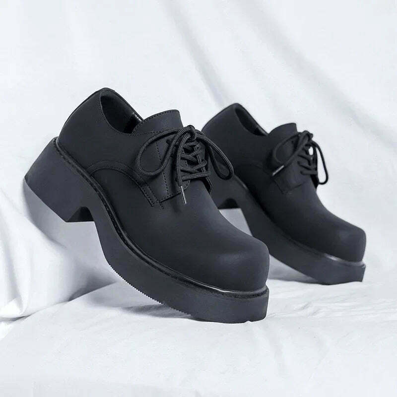 Y2K Aesthetic Matte Black Chunky Derby Shoes for Women - Coquette Style Grunge Fashion Y2K Aesthetic Matte Black Chunky Derby Shoes for Women - Coquette Style Grunge Fashion