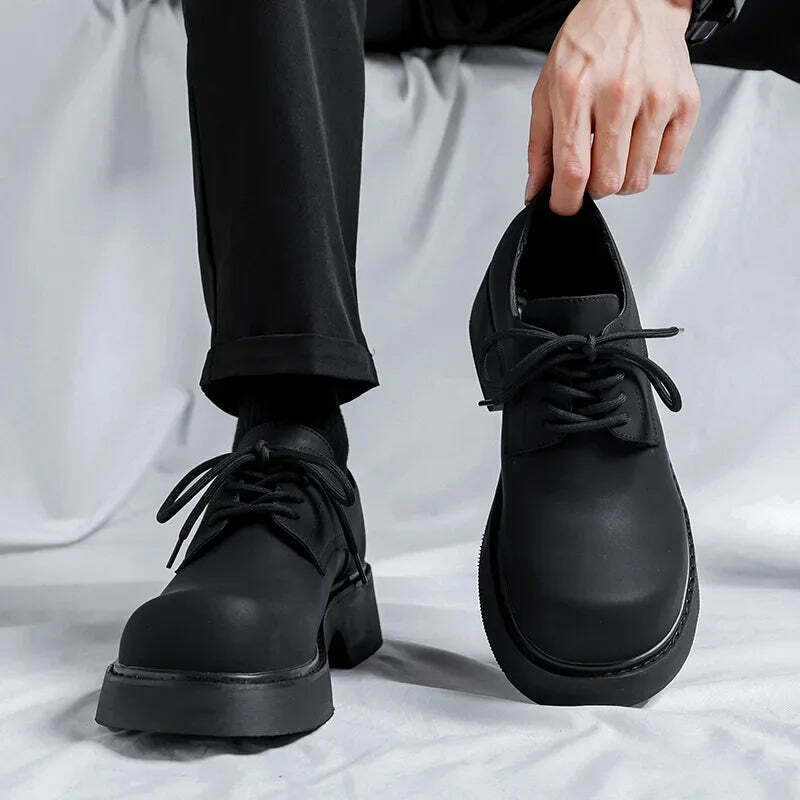 Y2K Aesthetic Matte Black Chunky Derby Shoes for Women - Coquette Style Grunge Fashion Y2K Aesthetic Matte Black Chunky Derby Shoes for Women - Coquette Style Grunge Fashion