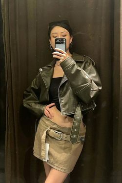 Y2K Aesthetic Maven Faux Leather Jacket - Coquette Grunge with Old Money Elegance