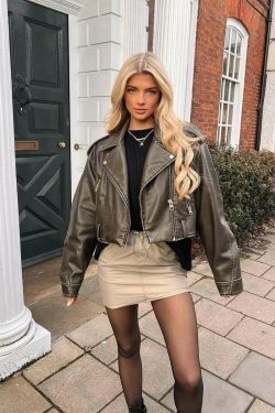 Y2K Aesthetic Maven Faux Leather Jacket - Coquette Grunge with Old Money Elegance