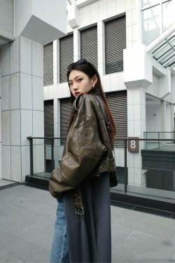 Y2K Aesthetic Maven Faux Leather Jacket - Coquette Grunge with Old Money Elegance