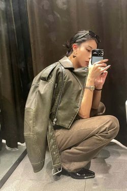 Y2K Aesthetic Maven Faux Leather Jacket - Coquette Grunge with Old Money Elegance