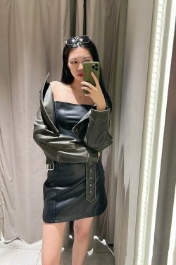 Y2K Aesthetic Maven Faux Leather Jacket - Coquette Grunge with Old Money Elegance