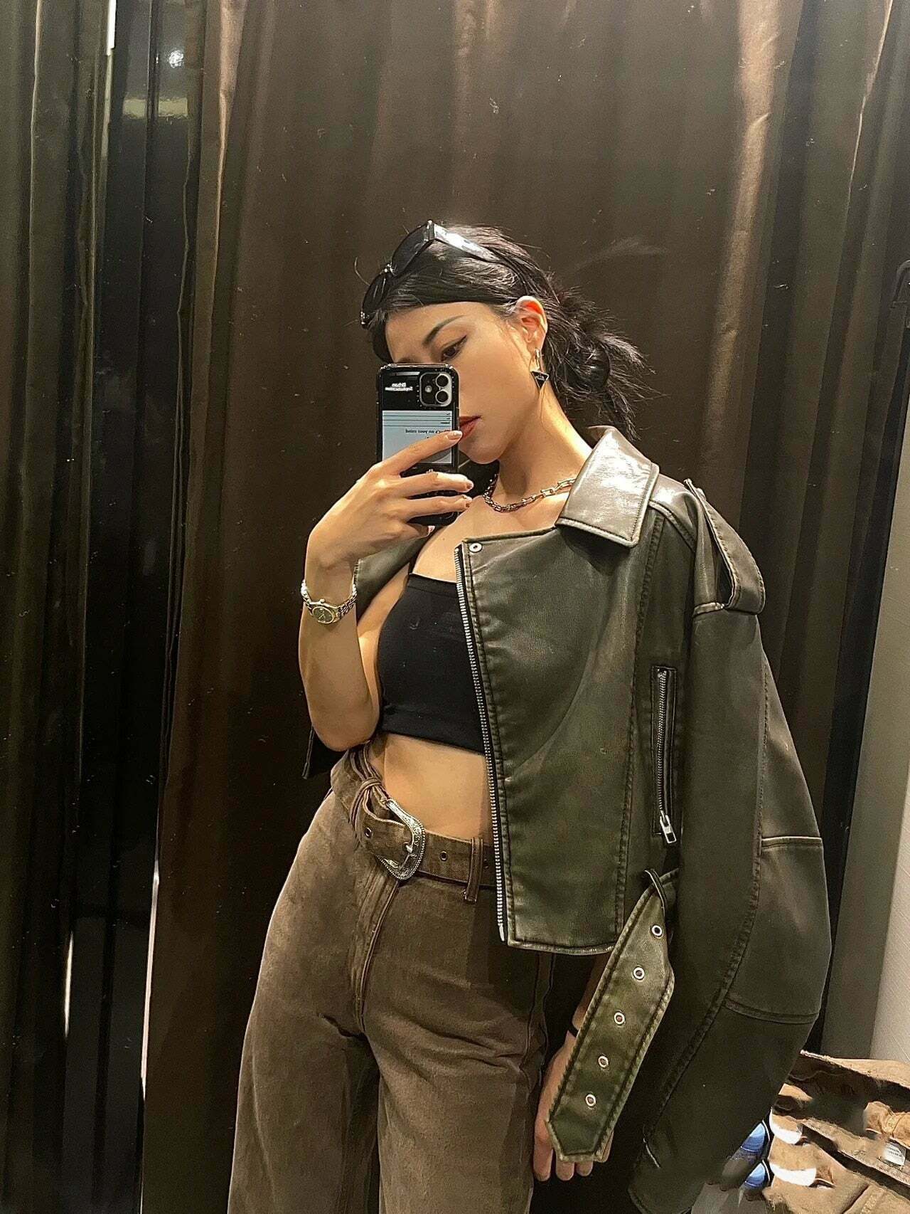 Y2K Aesthetic Maven Faux Leather Jacket - Coquette Grunge with Old Money Elegance Y2K Aesthetic Maven Faux Leather Jacket - Coquette Grunge with Old Money Elegance