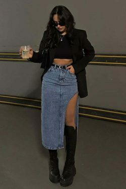 Y2K Aesthetic Maverick Denim Diva Skirt - Coquette Style Grunge Fashion