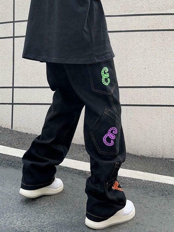 Y2K Aesthetic Men's Cargo Jeans with Multiple Pockets - Coquette & Grunge Style Y2K Aesthetic Men's Cargo Jeans with Multiple Pockets - Coquette & Grunge Style