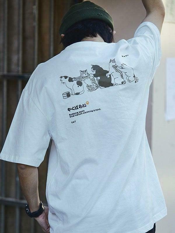 Y2K Aesthetic Men's Kitten Short Sleeve Tee - Coquette Style Grunge Fashion Cute Tops Y2K Aesthetic Men's Kitten Short Sleeve Tee - Coquette Style Grunge Fashion Cute Tops