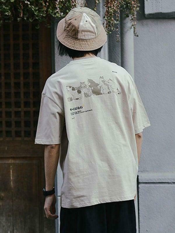 Y2K Aesthetic Men's Kitten Short Sleeve Tee - Coquette Style Grunge Fashion Cute Tops Y2K Aesthetic Men's Kitten Short Sleeve Tee - Coquette Style Grunge Fashion Cute Tops