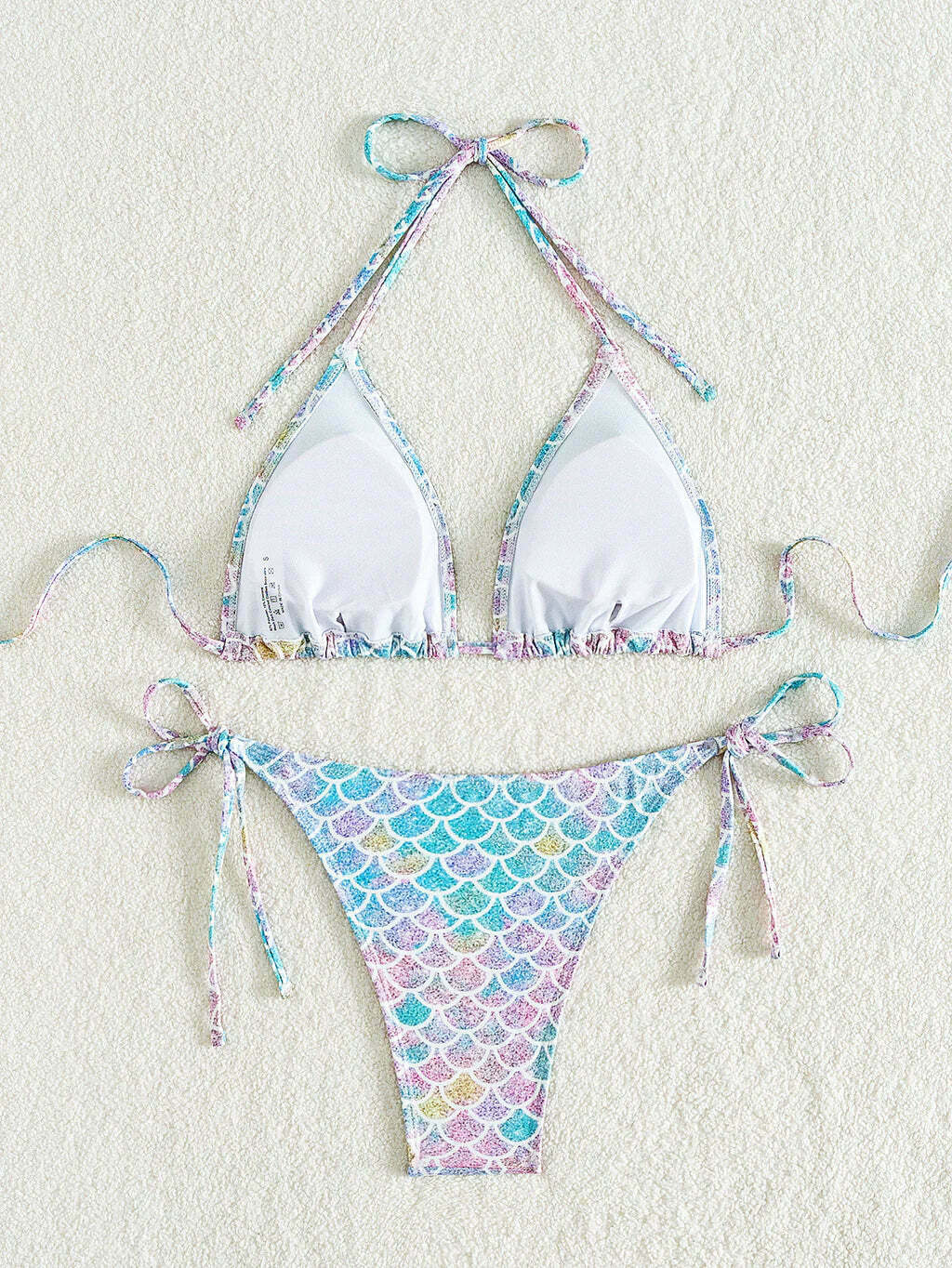 Y2K Aesthetic Mermaid Print Halter Swimsuit - Coquette Fashion with Grunge & Pastel Goth Vibes