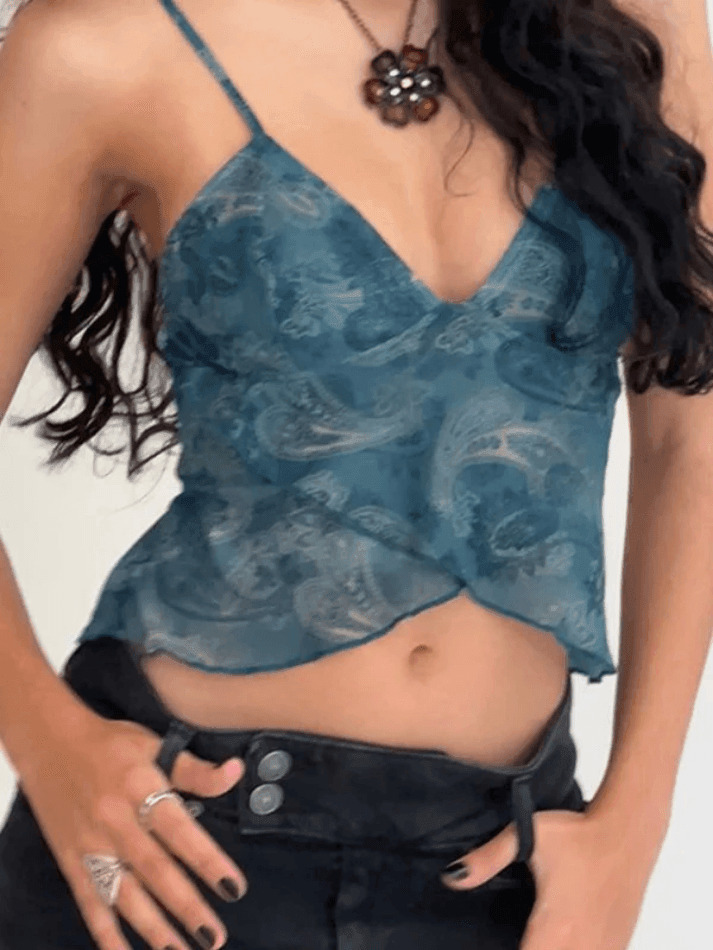 Y2K Aesthetic Mesh Crop Cami: Coquette Grunge Style - Cute Tops, Past Y2K Aesthetic Mesh Crop Cami: Coquette Grunge Style - Cute Tops, Past