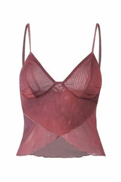 Y2K Aesthetic Mesh Crop Cami: Coquette Grunge Style - Cute Tops, Past