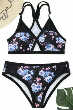 Y2K Aesthetic Mesh Panel Floral Bikini Set - Coquette Grunge Style for Women