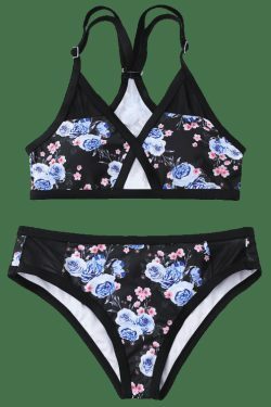 Y2K Aesthetic Mesh Panel Floral Bikini Set - Coquette Grunge Style for Women