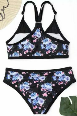 Y2K Aesthetic Mesh Panel Floral Bikini Set - Coquette Grunge Style for Women