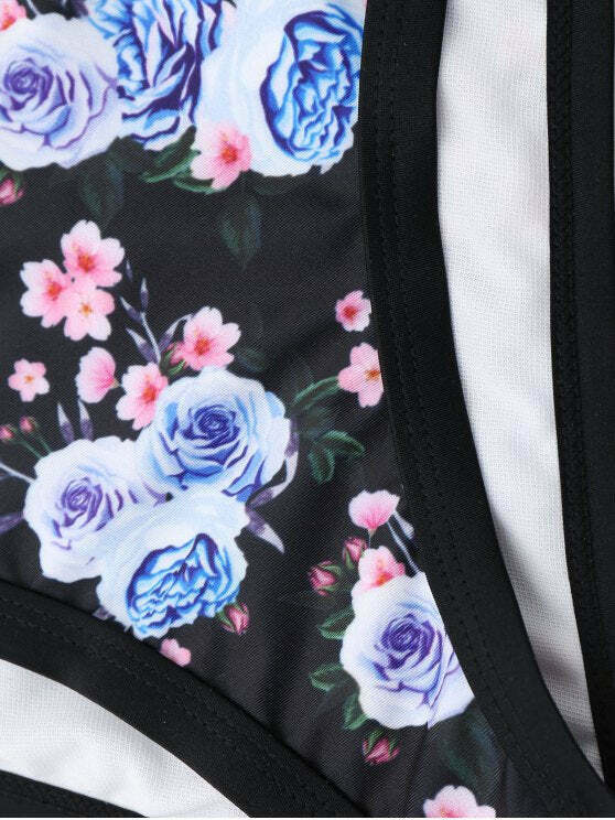 Y2K Aesthetic Mesh Panel Floral Bikini Set - Coquette Grunge Style for Women Y2K Aesthetic Mesh Panel Floral Bikini Set - Coquette Grunge Style for Women