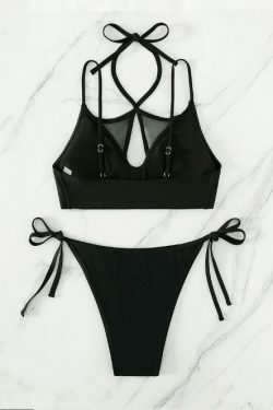 Y2K Aesthetic Mesh Split Swimsuit - Coquette Style Grunge Fashion for Women