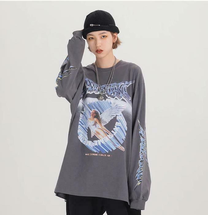 Y2K Aesthetic Metal Graphic Long Sleeve T-Shirt for Women - Coquette & Grunge Style Fashion Y2K Aesthetic Metal Graphic Long Sleeve T-Shirt for Women - Coquette & Grunge Style Fashion