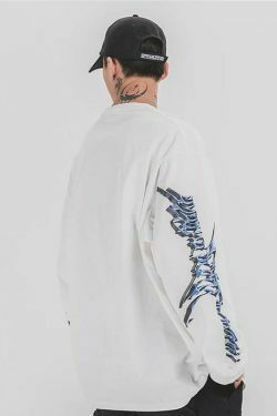 Y2K Aesthetic Metal Graphic Long Sleeve T-Shirt for Women - Coquette & Grunge Style Fashion