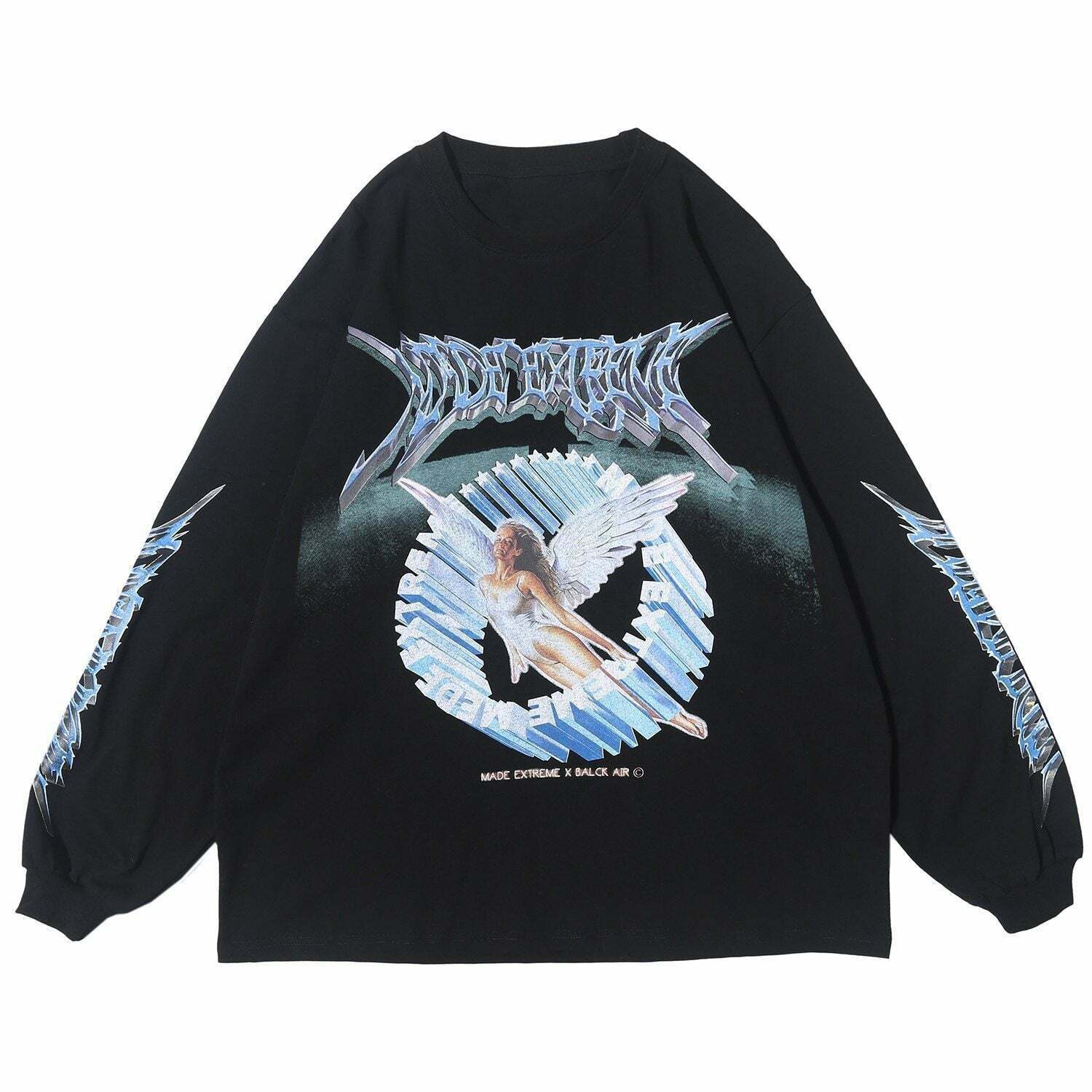 Y2K Aesthetic Metal Graphic Long Sleeve T-Shirt for Women - Coquette & Grunge Style Fashion Y2K Aesthetic Metal Graphic Long Sleeve T-Shirt for Women - Coquette & Grunge Style Fashion
