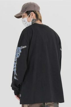 Y2K Aesthetic Metal Graphic Long Sleeve T-Shirt for Women - Coquette & Grunge Style Fashion