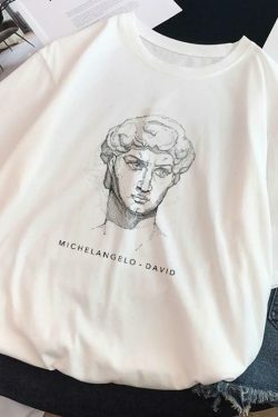 Y2K Aesthetic Michelangelo David Graphic Tee - Vintage Style Women's Fashion Shirt