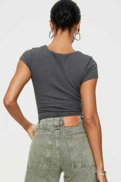 Y2K Aesthetic Middle Strap Hollow Bodysuit for Women - Coquette & Grunge Style Fashion