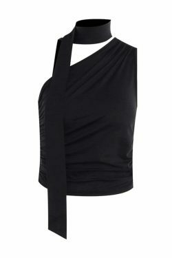 Y2K Aesthetic Millery Off Shoulder Wrapped Neck Top