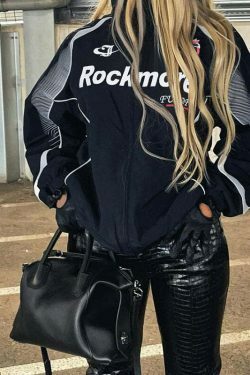 Y2K Aesthetic Motorcycle Jacket with Coquette Style and Grunge Vibes