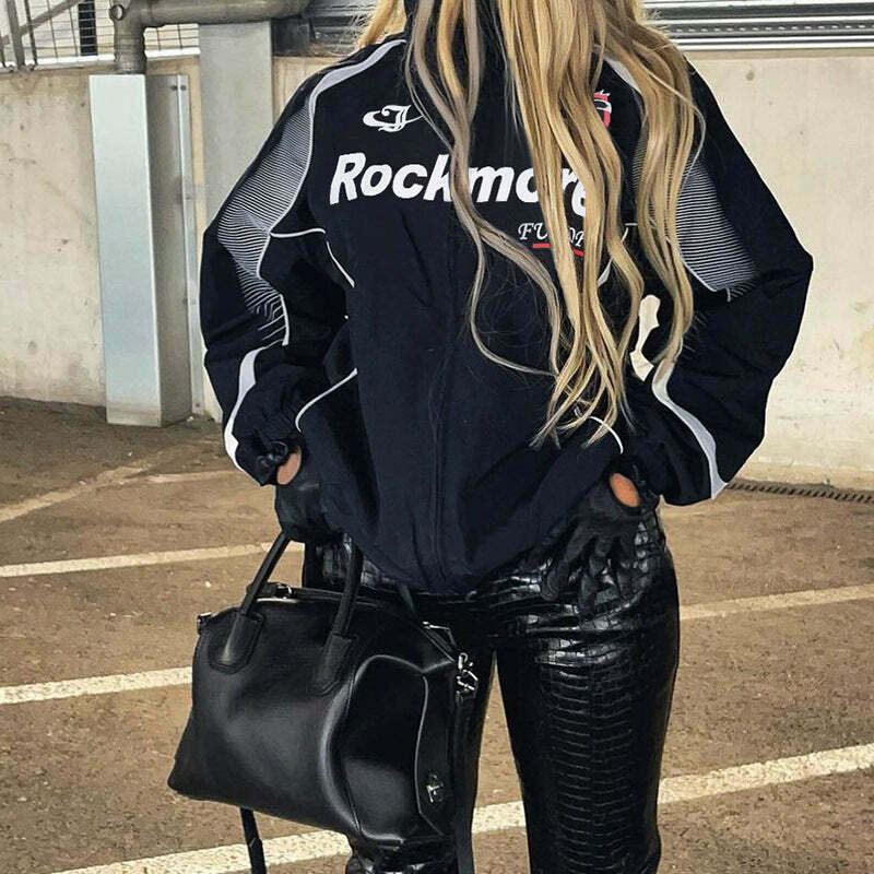 Y2K Aesthetic Motorcycle Jacket with Coquette Style and Grunge Vibes Y2K Aesthetic Motorcycle Jacket with Coquette Style and Grunge Vibes