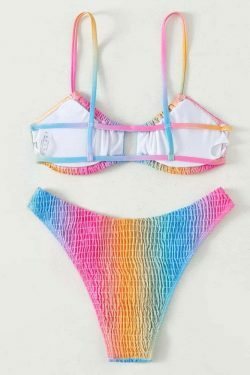 Y2K Aesthetic Multicolor Gradient Cable Sexy Bikini for Niche Women Fashion