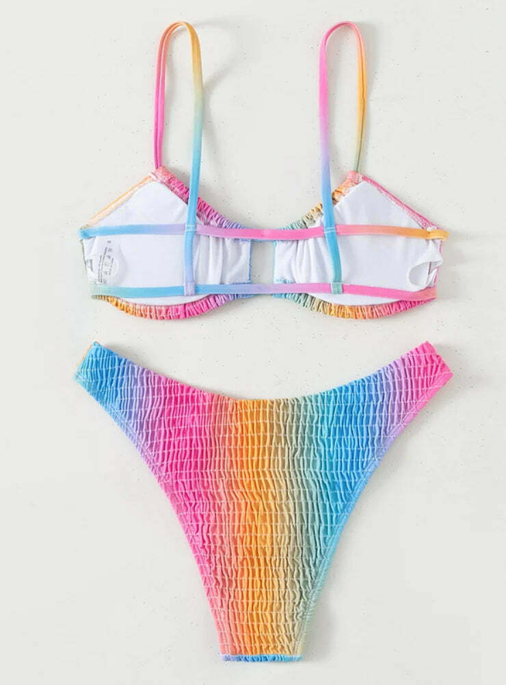 Y2K Aesthetic Multicolor Gradient Cable Sexy Bikini for Niche Women Fashion Y2K Aesthetic Multicolor Gradient Cable Sexy Bikini for Niche Women Fashion