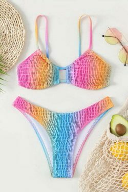 Y2K Aesthetic Multicolor Gradient Cable Sexy Bikini for Niche Women Fashion