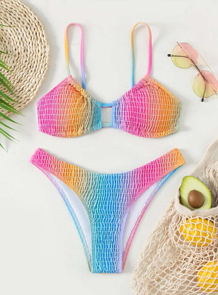 Y2K Aesthetic Multicolor Gradient Cable Sexy Bikini for Niche Women Fashion Y2K Aesthetic Multicolor Gradient Cable Sexy Bikini for Niche Women Fashion