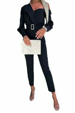 Y2K Aesthetic Oblique Shoulder Jumpsuit with Waist Detail - Coquette Fashion for Women