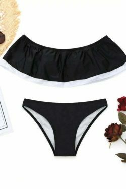 Y2K Aesthetic Off-Shoulder Bikini with Padded Overlay