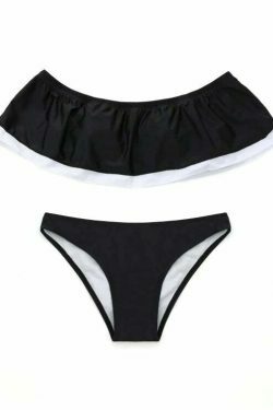 Y2K Aesthetic Off-Shoulder Bikini with Padded Overlay