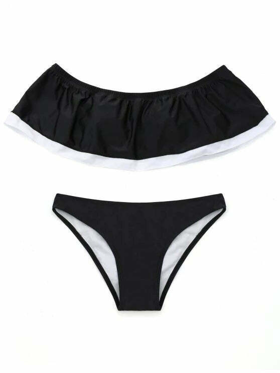 Y2K Aesthetic Off-Shoulder Bikini with Padded Overlay Y2K Aesthetic Off-Shoulder Bikini with Padded Overlay