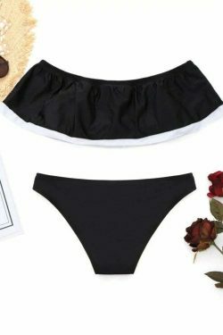 Y2K Aesthetic Off-Shoulder Bikini with Padded Overlay