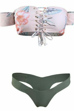 Y2K Aesthetic Off-Shoulder Flower Bikini Set for Coquette Style Fashionistas