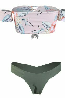 Y2K Aesthetic Off-Shoulder Flower Bikini Set for Coquette Style Fashionistas
