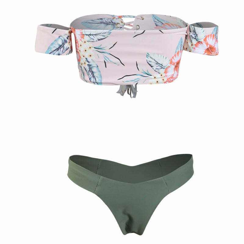 Y2K Aesthetic Off-Shoulder Flower Bikini Set for Coquette Style Fashionistas Y2K Aesthetic Off-Shoulder Flower Bikini Set for Coquette Style Fashionistas