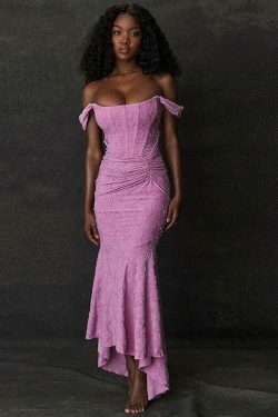 Y2K Aesthetic Off-Shoulder Maxi Dress - Coquette Grunge Fashion