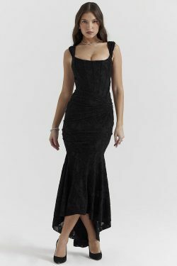 Y2K Aesthetic Off-Shoulder Maxi Dress - Coquette Grunge Fashion