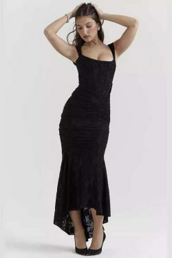 Y2K Aesthetic Off-Shoulder Maxi Dress - Coquette Grunge Fashion