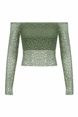 Y2K Aesthetic Off-Shoulder Mesh Long Sleeve Blouse