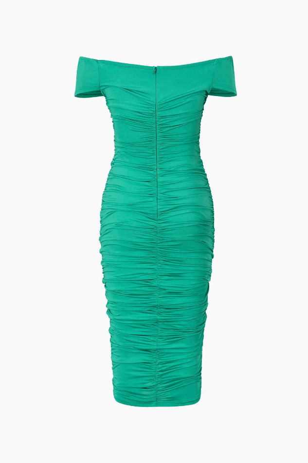 Y2K Aesthetic Off-Shoulder Ruched Midi Dress for Women - Coquette & Grunge Style Fashion Y2K Aesthetic Off-Shoulder Ruched Midi Dress for Women - Coquette & Grunge Style Fashion
