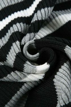 Y2K Aesthetic Off-Shoulder Sweater: Coquette & Grunge Style Contrast Color Slim Fit