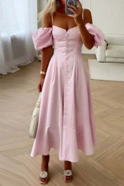 Y2K Aesthetic Off-Shoulder Sweet Waist Dress - Coquette Style Grunge Fashion Women's Clothing