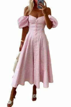 Y2K Aesthetic Off-Shoulder Sweet Waist Dress - Coquette Style Grunge Fashion Women's Clothing